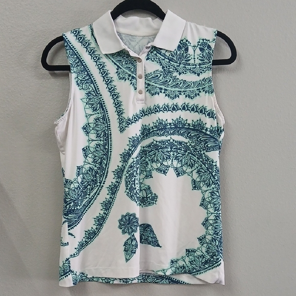 Tail Tops - Tail Women's Sleeveless Polo Top - White and Blue